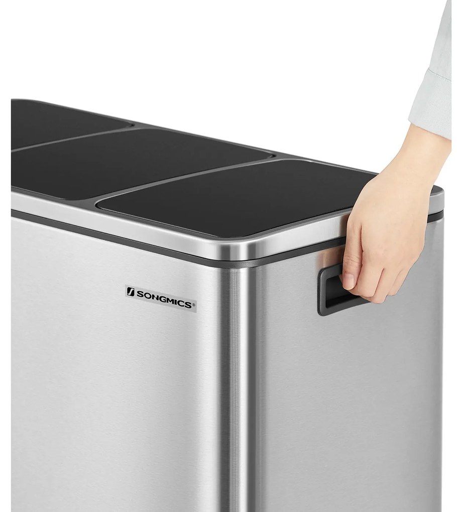 Kôš na separovanie odpadu SORT 54l (3x18 l), strieborná SongmicsHome