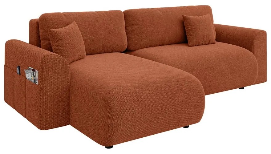 Rozkladacia rohová pohovka v tehlovooranžovej farbe (variabilná) Lorine – Ropez