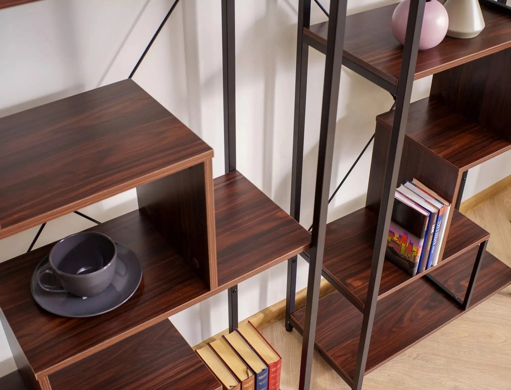 Regál Net B 75 cm orech tmavý/čierny