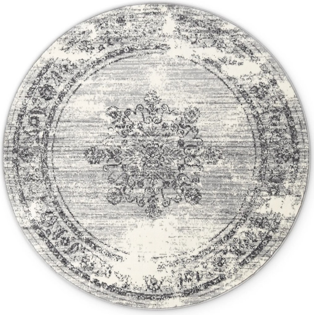 Kusový koberec Gloria Lydia 106254 Creme Grey kruh, 120x120 (priemer) kruh, šedá, chodba / predsieň, Hanse Home