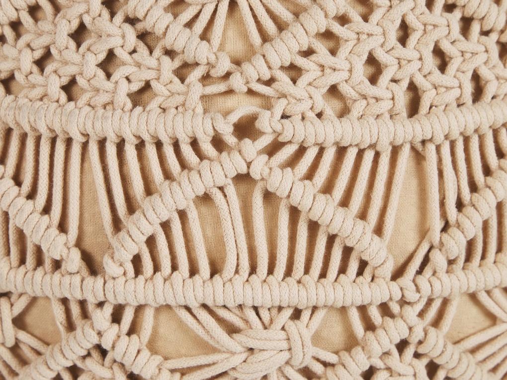 Bavlnená makramé taburetka ⌀ 40 cm béžová KAYSERI Beliani