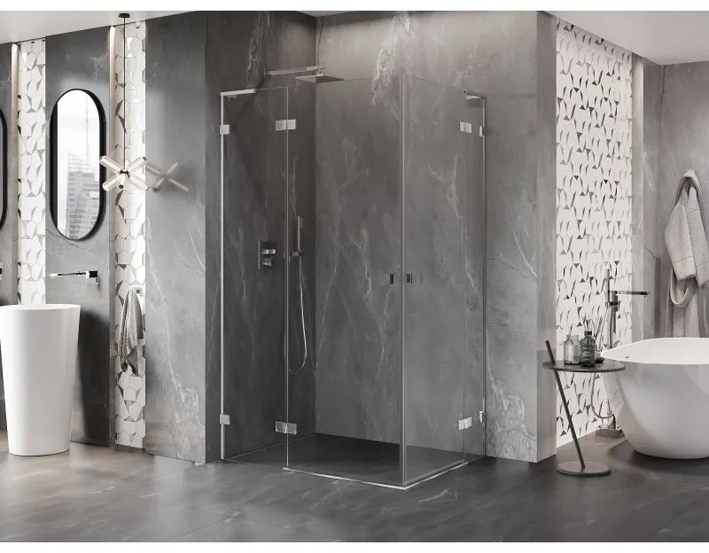 Mexen Lunar L Duo výklopný sprchový kút 100 x 90 cm, 8mm číre sklo, chrómový profil, 834L-100L-090P-01-00