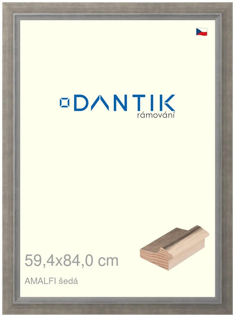 DANTIK rám na obraz 59,4x84 | AMALFI šedá (Plexi Čiré)