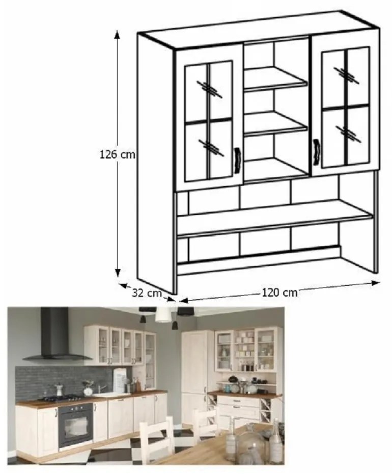 Kuchynská vitrína (nadstavba) Regnar K120. Vlastná spoľahlivá doprava až k Vám domov. 788734