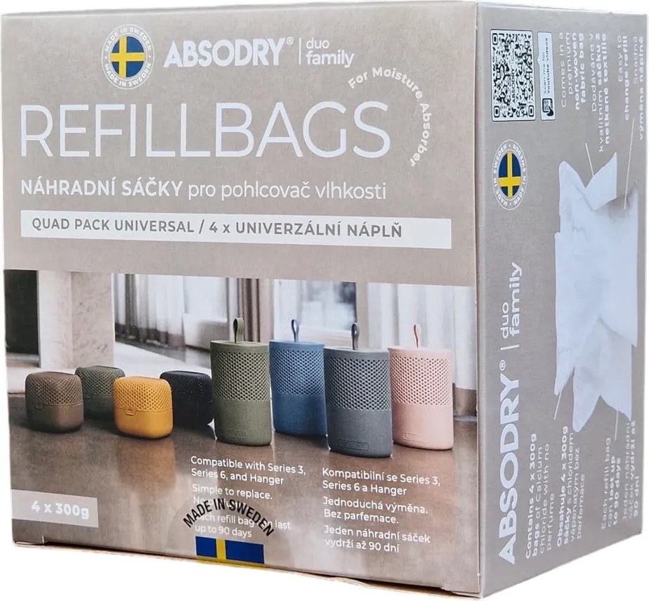 Náhradné náplne do pohlcovača vlhkosti v súprave 4 ks Absodry Duo Family Bag – Everbrand Sweden