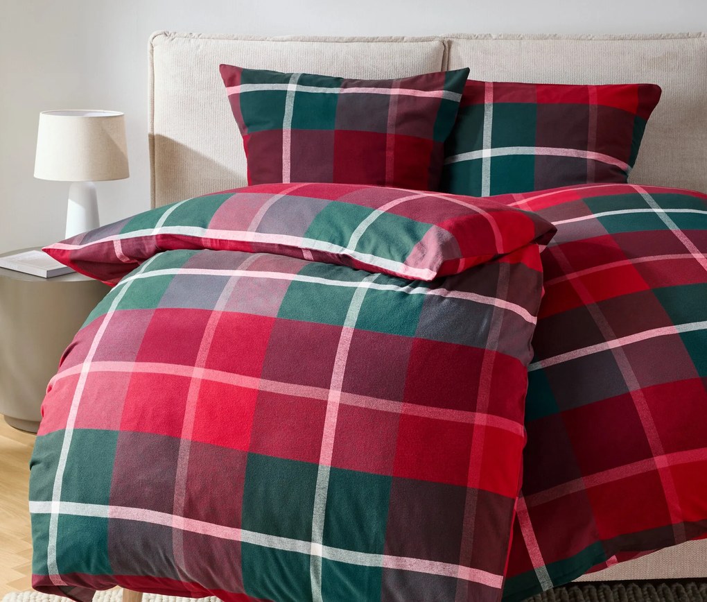 Flanelová posteľná bielizeň, viacfarebná károvaná, štandardná veľkosť