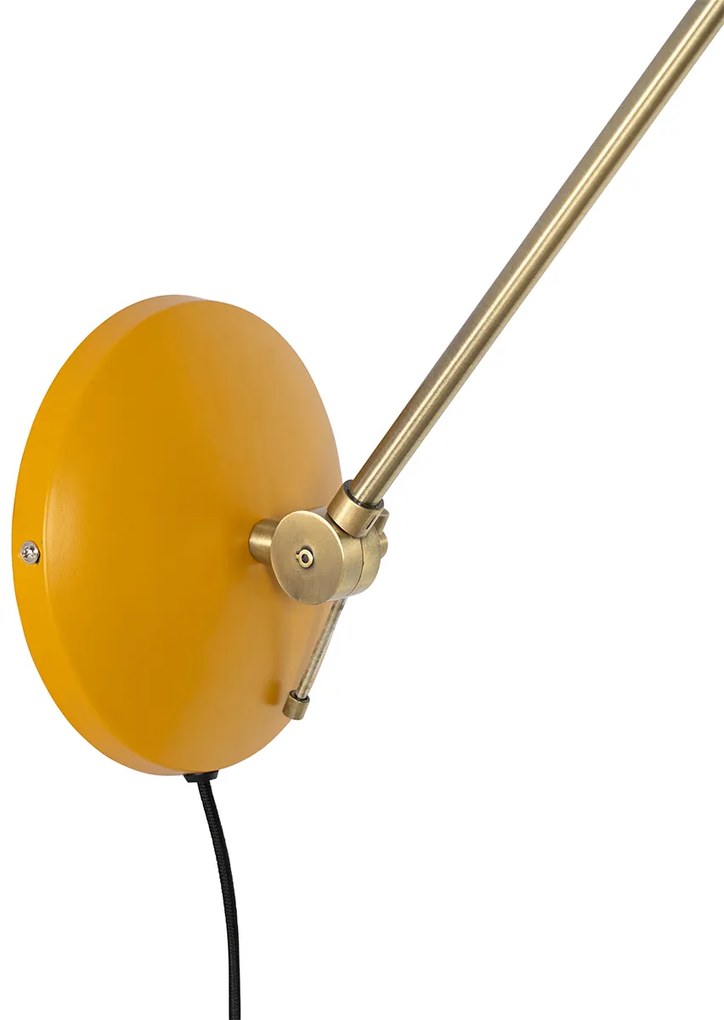 Retro nástenná lampa žltá s bronzom - Milou