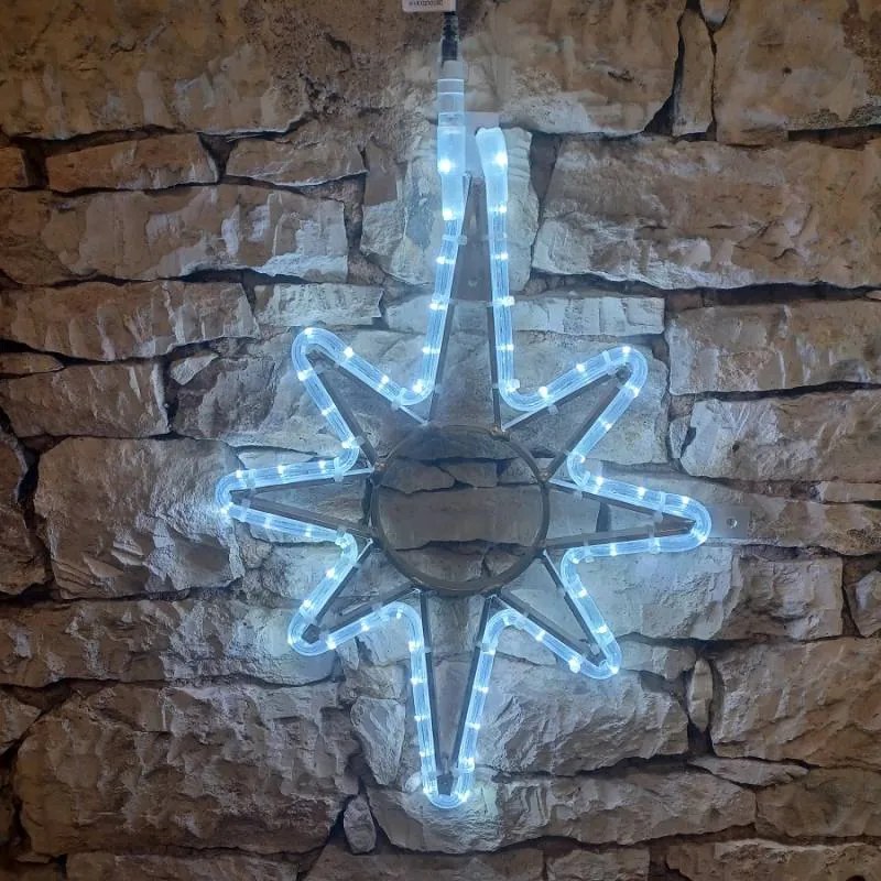 DECOLED LED světelná hvězda, závěsná, 82x125 cm, ledově bílá