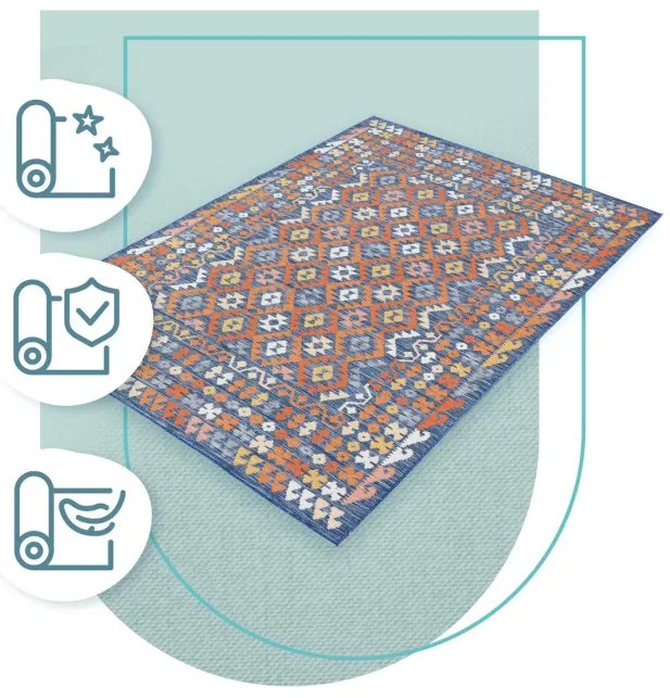 Obojstranný koberec Echo Aztec Navy