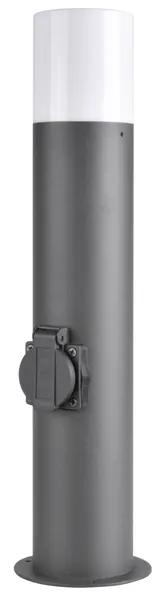 PLX Vonkajšie stĺpikové osvetlenie so zásuvkou KITCHENER, 1xE27, 60W, 44cm, grafitové