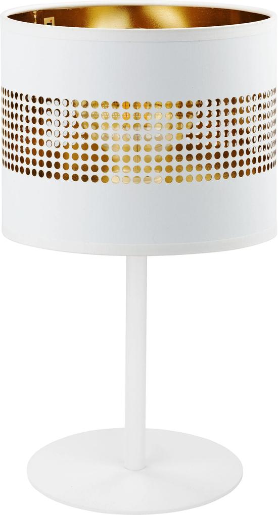TK-LIGHTING Dizajnová stolná lampa TAGO WHITE, 1xE27, 60W, bielozlaté
