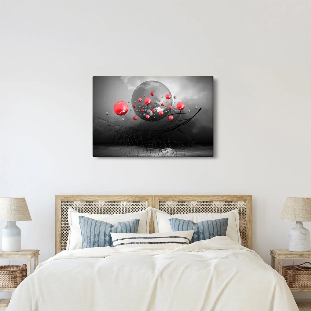 Obraz červených abstraktných gulí (90x60 cm)