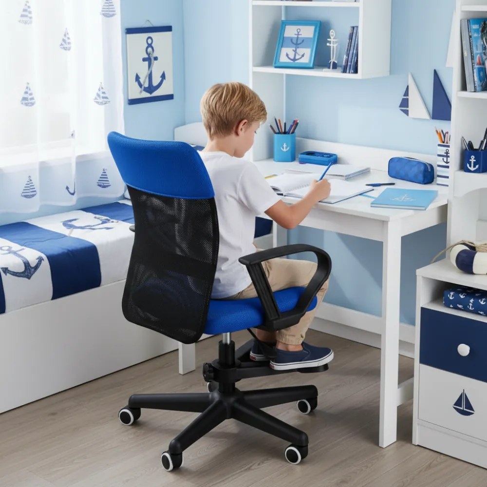 Detská stolička Neoseat MONKEY s podnožou — látka, čierna / tmavo modrá