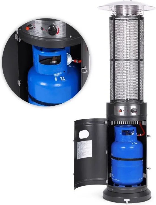 Plynový ohrievač slnečníkov 11 kW na terasu, záhradu, redukčný kryt hadice