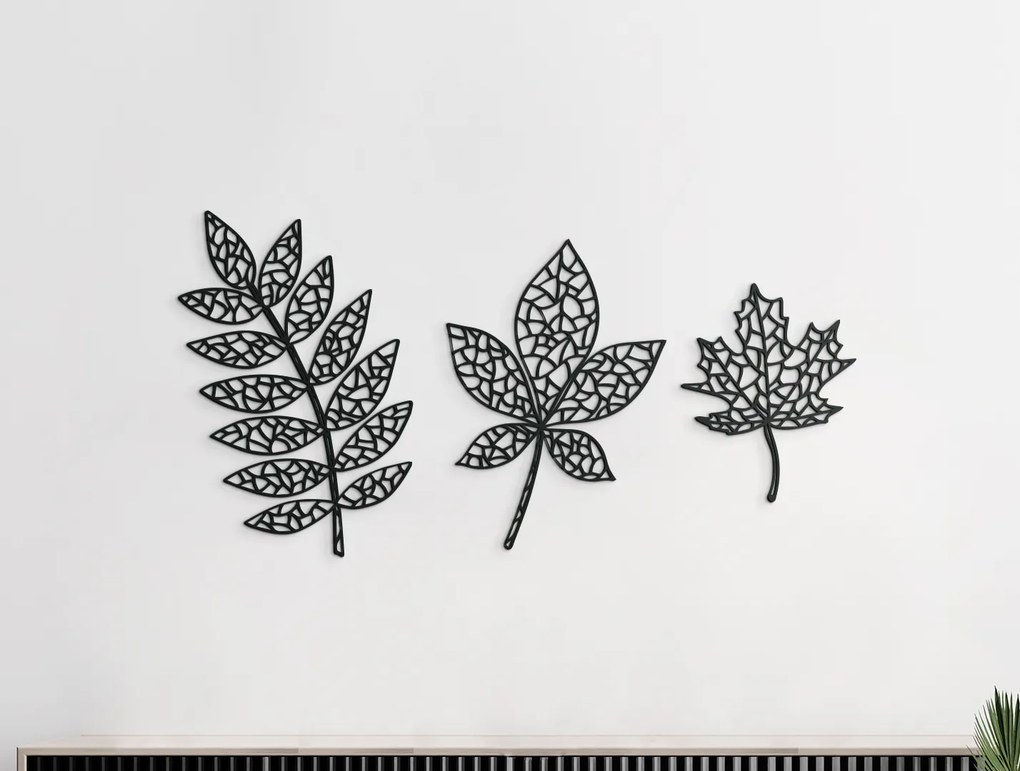 drevko Drevená nálepka Listy stromov Rozmer obrazu: 22,5 x 44,5 cm, Farba dekorácie: Čierna