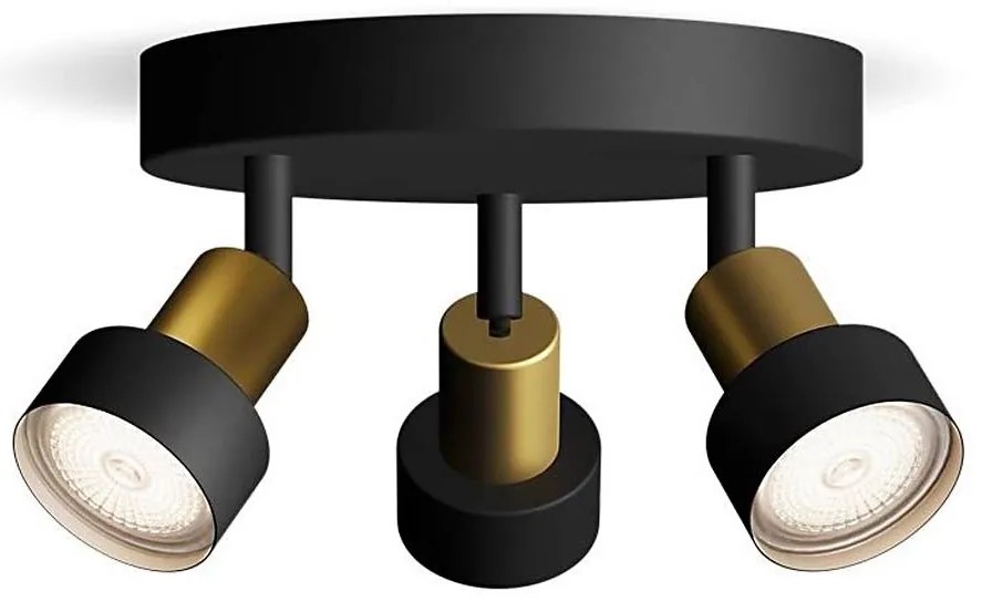 Philips - Bodové svietidlo CONDUIT 3xGU10/5W/230V čierna/mosadz