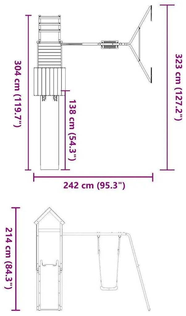 Vonkajšia súprava na hranie impregnovaná borovica