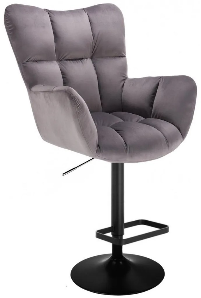 LuxuryForm DESIGN Barové kreslo AURORA VELUR na čiernom tanieri - tmavosivé