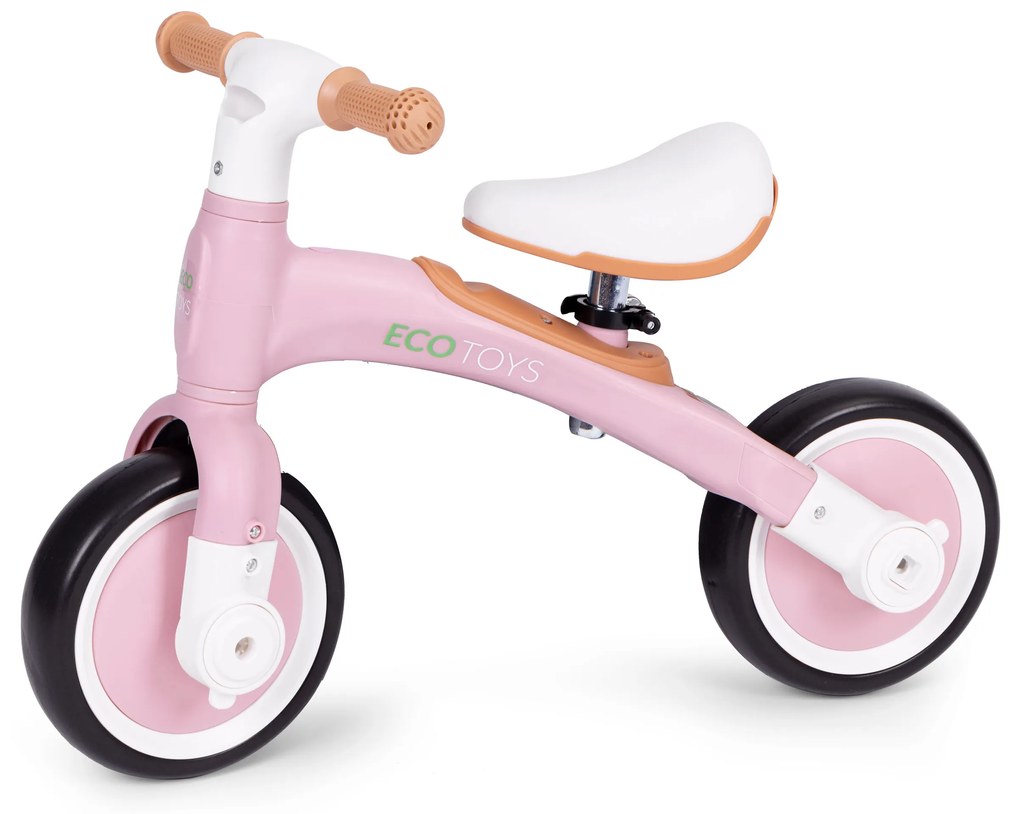 Odrážadlo/ Balančný bicykel s pedálmi 3v1 ružové, ECOTOYS