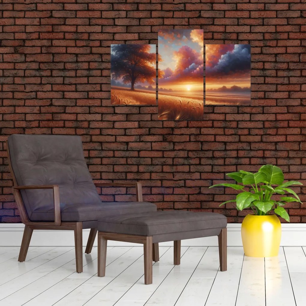 Obraz – Západ slnka na poli (90x60 cm)