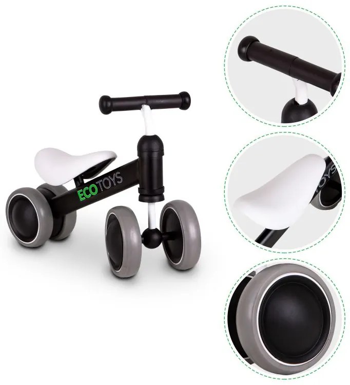 Odrážadlo/minibicykel, sivé, Ecotoys