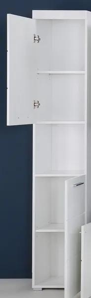 Kúpeľňová vysoká skrinka Amanda 103, lesklá biela
