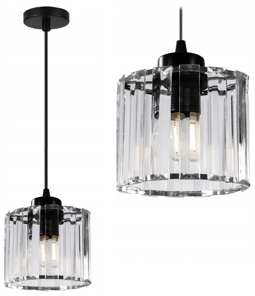 Toolight Toolight, Krištáľová závesná lampa E27 60W APP511-1CP, čierna, OSW-08551