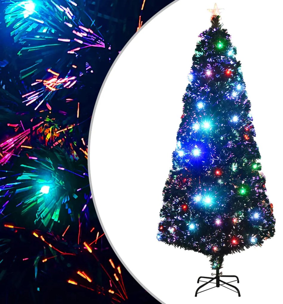 vidaXL Umelý vianočný stromček s podstavcom a LED 210 cm 280 vetvičiek