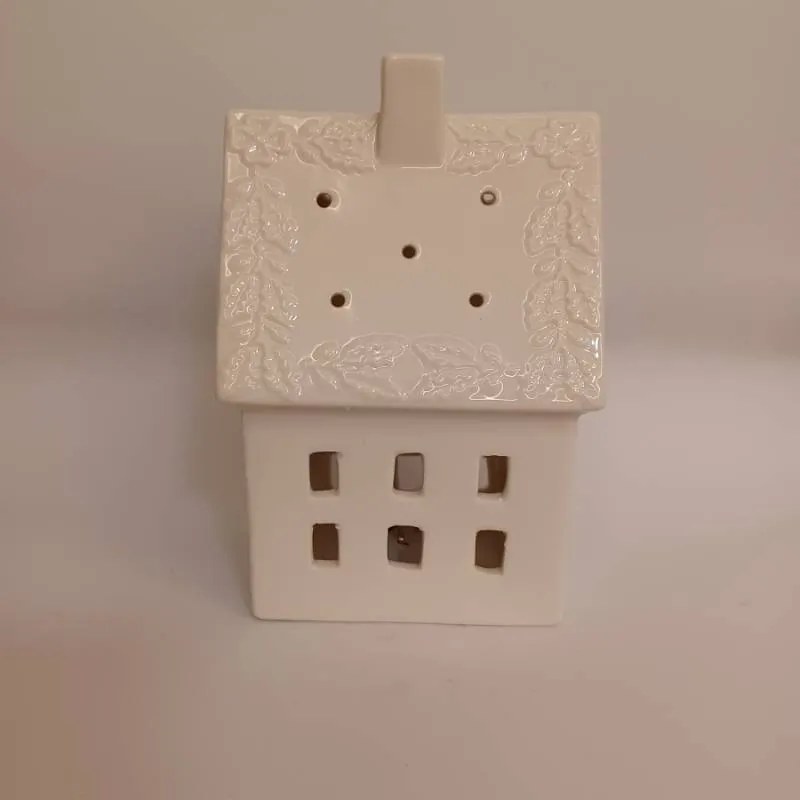DECOLED Keramický domček, 10,6 x 8,7 x 16,8 cm, teplá biela, 2xLR44