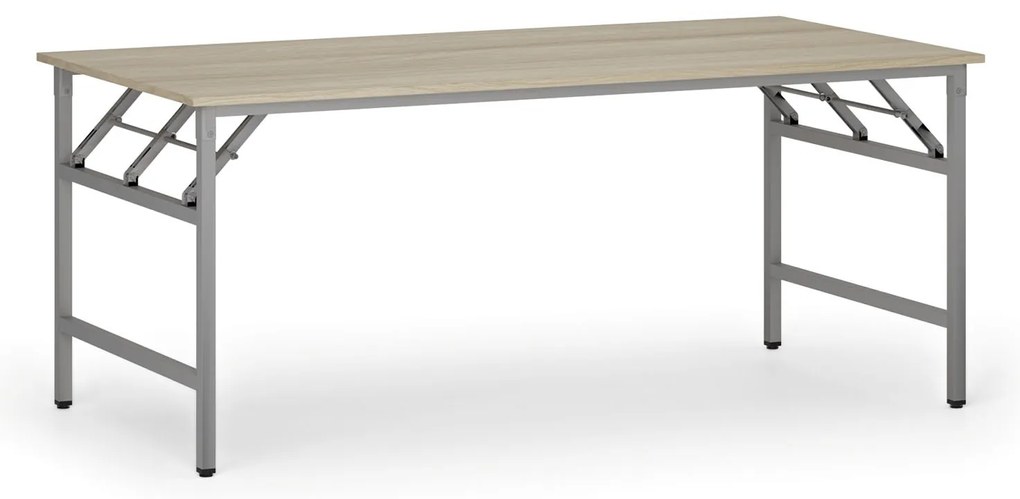 Konferenčný stôl FAST READY, 180x90 cm, sivostrieborná podnož, dub prírodný