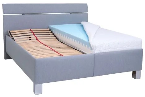 Čalúnená posteľ ALIS 160x200 cm s matracom a úložným priestorom, svetlosivá