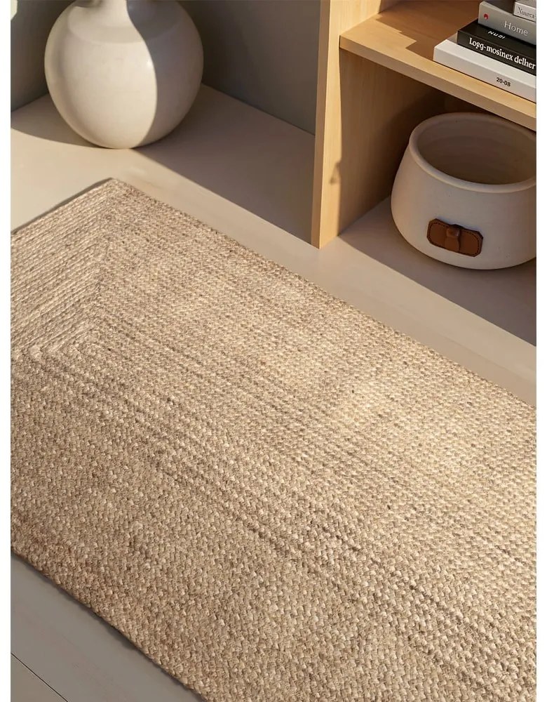 Obojstranný/ručne tkaný jutový behúň vo svetloprírodnej farbe 80x200 cm Sharmila Natural White – Hanse Home
