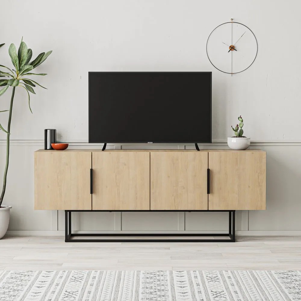 TV stolík v dekore duba v prírodnej farbe 140x55 cm Titan – Marckeric