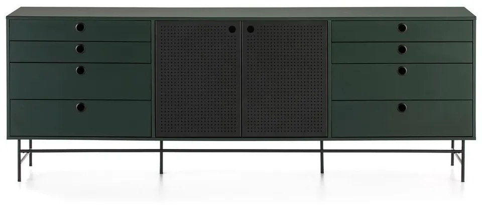Čierno-zelená komoda Teulat Punto, šírka 212 cm