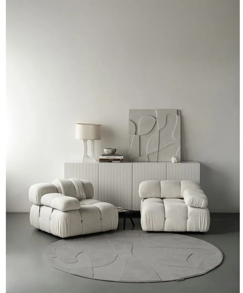 Sivý vlnený okrúhly koberec ø 133 cm Morphic Botanica – Agnella