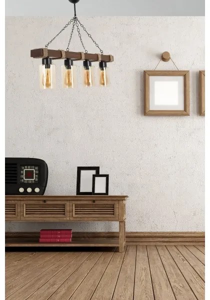 Luster na reťazi JASMIN 4xE27/40W/230V hnedá/béžová