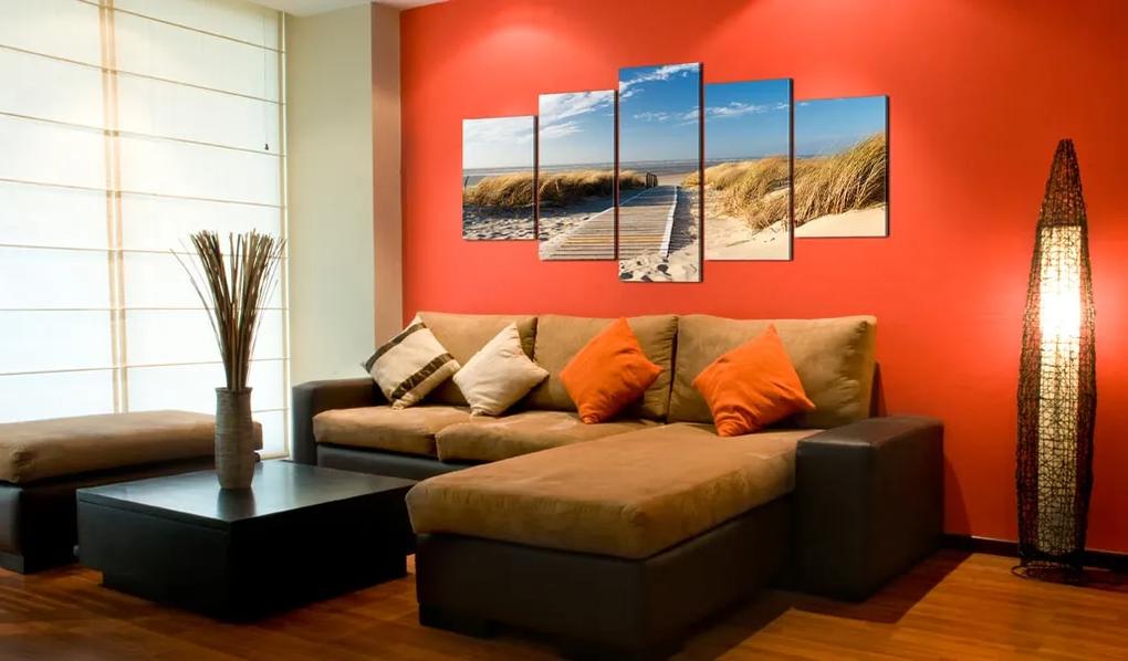 Artgeist Obraz - Unguarded beach - 5 pieces Veľkosť: 200x100, Verzia: Premium Print