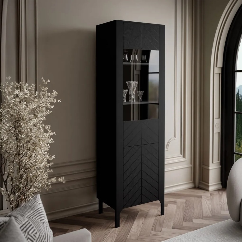 PRESKLENÁ VITRÍNA SALOME ČIERNA 60 cm