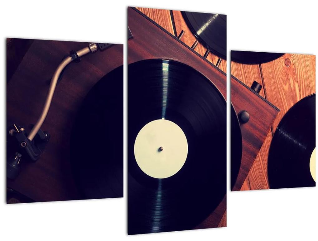 Obraz gramofónových dosiek (90x60 cm)