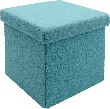 Štvorcový taburet Tobias, svetlomodrá kučeravá látka%