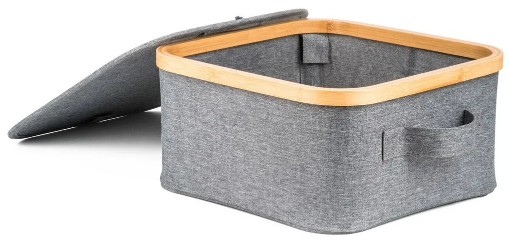 Úložný box G21 30 x 30 x 15 cm, bambusový s vekom, sivý