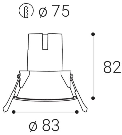 LED2 Kúpeľňové zápustné bodové LED osvetlenie ZERO, 7W, teplá biela, okrúhle, čierne, IP43