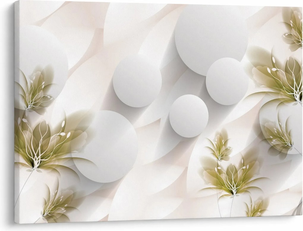 Obraz - 3D kruhy s kvetinami (70x50 cm)