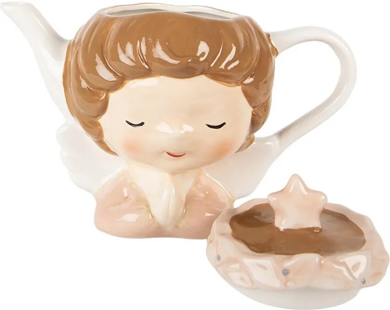 Keramická kanvička na čaj hlava dievčatá s čelenkou - 21 * 12 * 16 cm / 650 ml