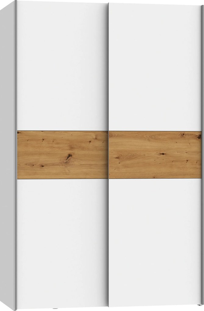 XXXLutz ŠAT. SKRIŇA S POSUV. DVERAMI, biela, farba duba, 120/190,5/61,2 cm Carryhome - Skrine - 000687001803