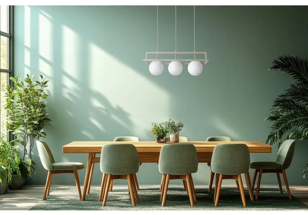 Závesné svietidlo Florence, 3x biele sklenené tienidlo, be/g