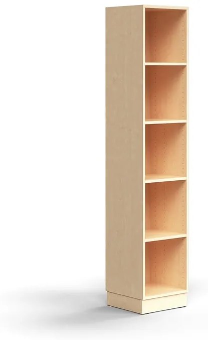 Knižnica QBUS, 4 police, so soklom, 2020x400x400 mm, breza