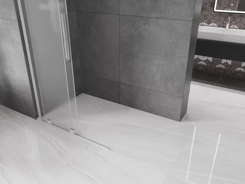 Mexen Velar L, posuvná sprchová zástena Walk-in 90 x 200 cm, 8mm sklo námraza, chrómová, 871-090-003-33-01