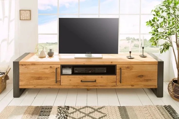 Dizajnový stolík pod TV z masívu Thor Dub 200cm