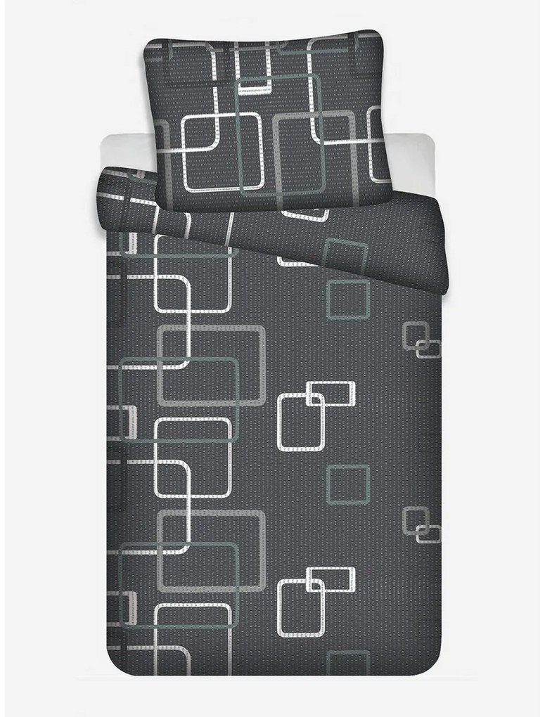Jerry Fabrics Bavlnené obliečky Štvorce čiernobiela, 140 x 200 cm, 70 x 90 cm